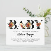 ボホウォーター色アネモン植物性秋ベビーシャワー 招待状 (スタンド正面)