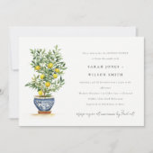 ボホウォーター色イエローレモンツリーカップルシャワー 招待状 (正面)