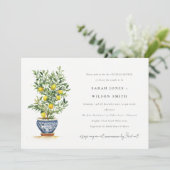 ボホウォーター色イエローレモンツリーカップルシャワー 招待状 (スタンド正面)