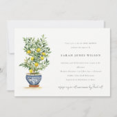 ボホウォーター色イエローレモンツリーベビーシャワー 招待状 (正面)