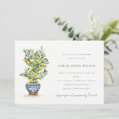 ボホウォーター色イエローレモンツリーベビーシャワー 招待状 (スタンド正面)