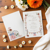 ボホウォーター色ウェスタンリトル女性のカーボーイベビーシャワー 招待状