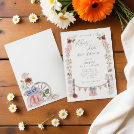 ボホウォーター色ウェスタンリトル女性のカーボーイベビーシャワー 招待状