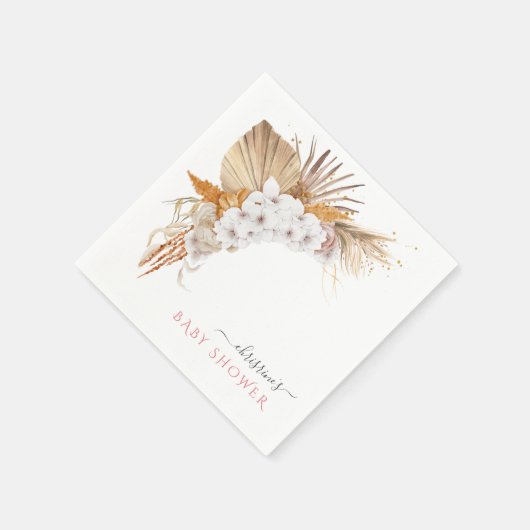 ボホウォーター色エレガントフローラベビシャワーナプキン スタンダードカクテルナプキン (角)
