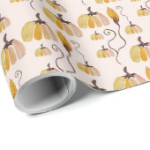 ボホウォーター色カボチャのパターンのオレンジ赤面 ラッピングペーパー (ロールコーナー)
