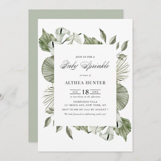 ボホウォーター色カラリリーグリーナリーベビー散布 招待状 (正面/裏面)