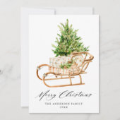 ボホウォーター色クリスマスススそり非写真 シーズンカード (正面)