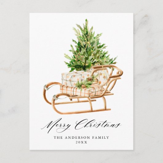 ボホウォーター色クリスマスススそり非写真 シーズンポストカード (正面)