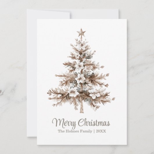 ボホウォーター色クリスマスツリー非写真 シーズンカード (正面)