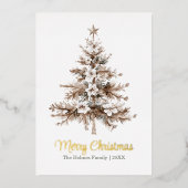 ボホウォーター色クリスマスツリー非写真 箔シーズンカード (正面)