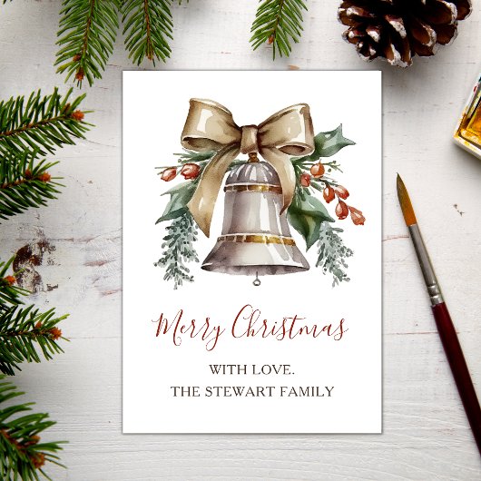 ボホウォーター色クリスマスベルホリデーカード シーズンカード