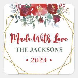 ボホウォーター色クリスマスリースファミリー名 スクエアシール