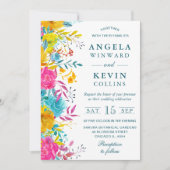 ボホウォーター色サマーフラワー結婚ズ 招待状 (正面)