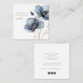 ボホウォーター色ダークブルーフローラ野花 スクエア名刺 (正面/裏面)