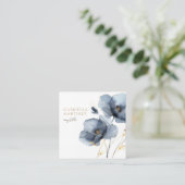 ボホウォーター色ダークブルーフローラ野花 スクエア名刺 (スタンド正面)