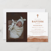 ボホウォーター色テラコッタ砂漠の写真バプテスマ 招待状 (正面)