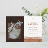 ボホウォーター色テラコッタ砂漠の写真バプテスマ 招待状 (スタンド正面)