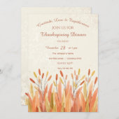 ボホウォーター色パンパスグラス&感謝祭素朴 招待状 (正面/裏面)