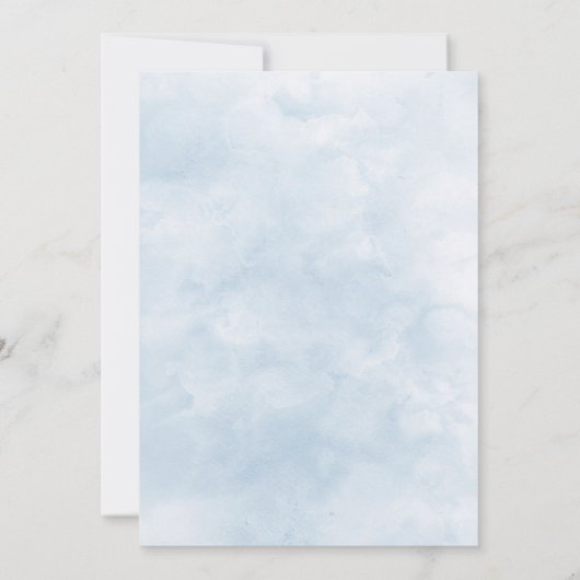 ボホウォーター色ビーチエレガントブルー結婚ズ 招待状 (裏面)