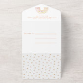 ボホウォーター色ピンクのレインボーガールベビーシャワー オールインワン招待状 (外側)