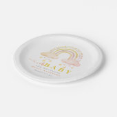 ボホウォーター色ピンクのレインボーガールベビーシャワー ペーパープレート (アングル)