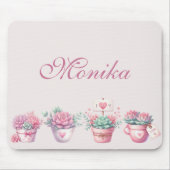 ボホウォーター色ピンクの鉢付き多肉株カスタム式 マウスパッド (正面)