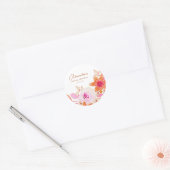 ボホウォーター色ピンクオレンジ色の花ブライダルシャワー ラウンドシール (封筒)