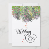 ボホウォーター色ピンクパープルグリーン結婚フローラ 招待状 (裏面)