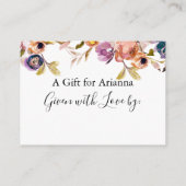 ボホウォーター色フラワーノーラップブライダルシャワー エンクロージャーカード (裏面)