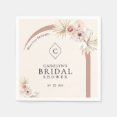 ボホウォーター色フローラアーチブライダルシャワーモノグラム スタンダードカクテルナプキン (正面)