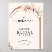 ボホウォーター色フローラアーチブライダルシャワー歓迎 ポスター (正面)