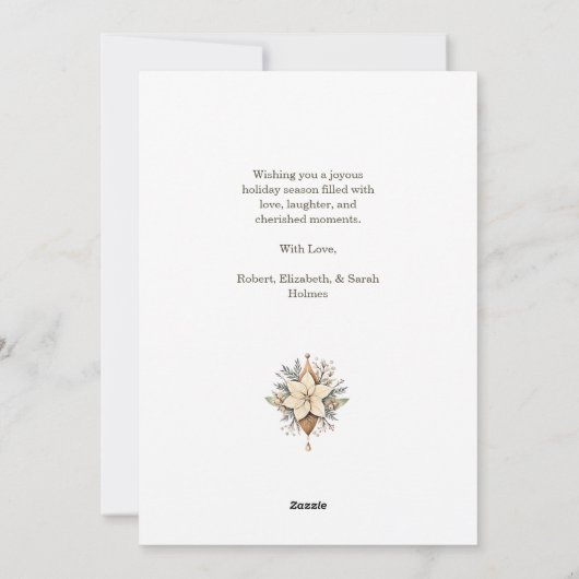 ボホウォーター色フローラクリスマスオーナメント シーズンカード (裏面)