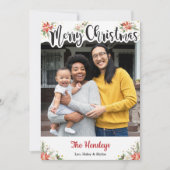 ボホウォーター色フローラクリスマスフォトカード シーズンカード (正面)