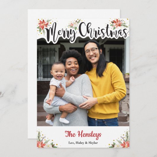 ボホウォーター色フローラクリスマスフォトカード シーズンカード (正面/裏面)