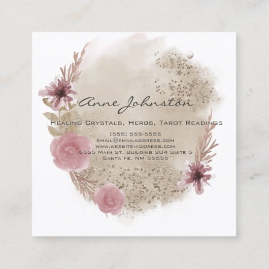 ボホウォーター色フローラスクエアビジネスカード スクエア名刺 (裏面)