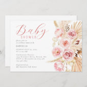 ボホウォーター色フローラパンパスベビーシャワー 招待状 (正面/裏面)