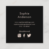 ボホウォーター色フローラブラック |ソーシャルメディアのアイコン スクエア名刺 (裏面)