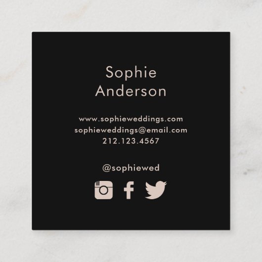 ボホウォーター色フローラブラック |ソーシャルメディアのアイコン スクエア名刺 (裏面)