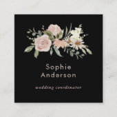 ボホウォーター色フローラブラック |ソーシャルメディアのアイコン スクエア名刺 (正面)