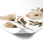 ボホウォーター色フローラベビーシャワーカスタム文字 ポスター (角)