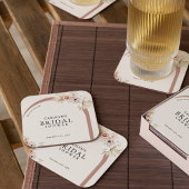 ボホウォーター色フローラモダンアーチブライダルシャワー スクエアペーパーコースター