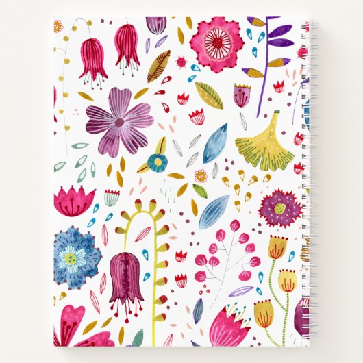 ボホウォーター色フローラリースカスタム文字レシピ ノートブック (裏面)