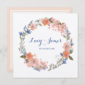 ボホウォーター色フローラリース結婚式招待状 招待状 (正面/裏面)