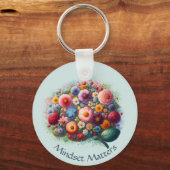 ボホウォーター色フローラ前向きマインドセット引用文 キーホルダー (正面)