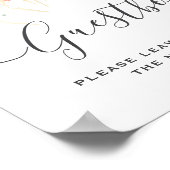 ボホウォーター色フローラ結婚ズゲストブックサイン ポスター (角)