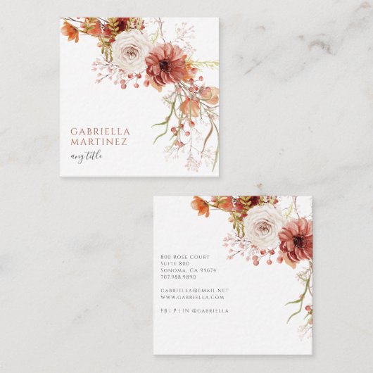 ボホウォーター色フローラ スクエア名刺 (正面/裏面)