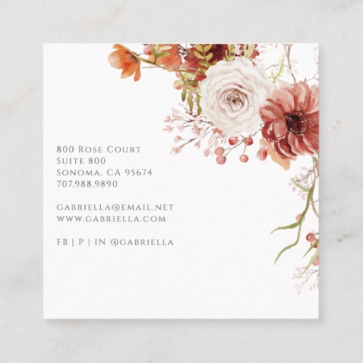 ボホウォーター色フローラ スクエア名刺 (裏面)