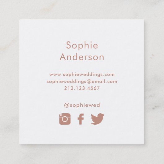 ボホウォーター色フローラ |ソーシャルメディアのアイコン スクエア名刺 (裏面)