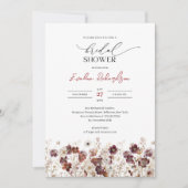 ボホウォーター色ブルゴーニュワイルドフラワーブライダル 招待状 (正面)