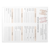 ボホウォーター色ベビーシッター情報シート ノートパッド (正面)